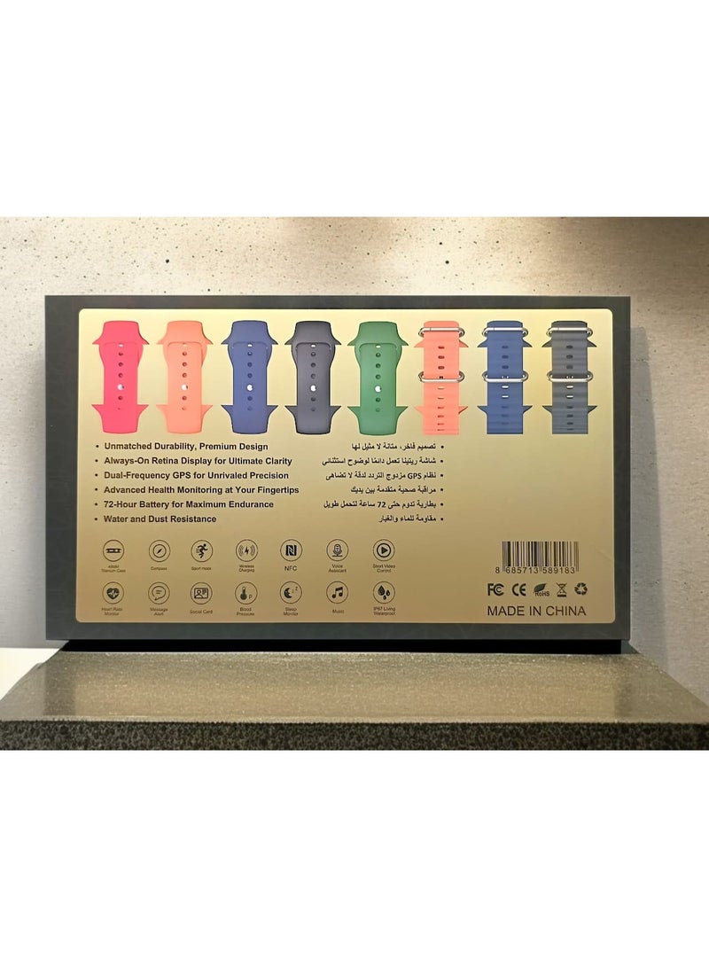 ألترا ساعة ذكية 10 في 1 تعمل باللمس بالكامل مع أحزمة متعددة الألوان قابلة  للاستبدال وسماعه بلوتوث - Image 3